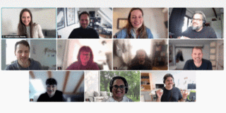 Zu sehen ist eine digitale Konferenz, mit den Gesichtern von elf Personen in verschiedenen Kästen wie bei einem Zoom-Meeting.